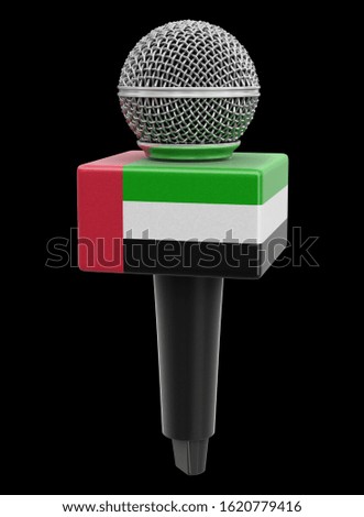3d illustration. Microphone and United Arab Emirates flag. Image with clipping path