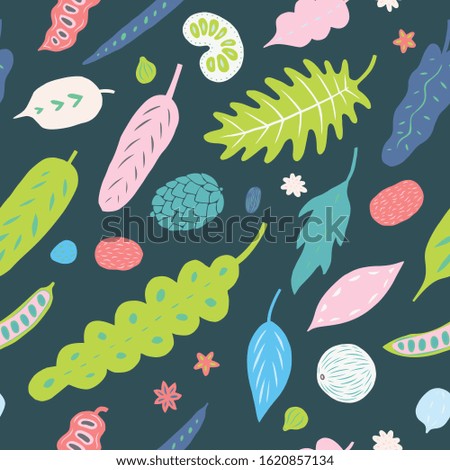 Tropical leaves seamless pattern vector clip art. Beautiful summer illustration for textile, paper design.