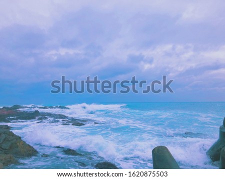Pohang sea in winter with big waves