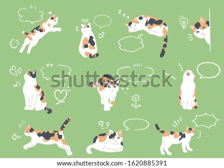 Speech bubbles with fun calico cats Royalty-Free Stock Photo #1620885391