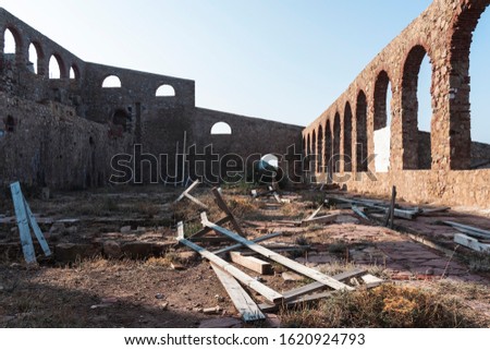 Abandoned former mining site in Nebida, Sardinia Royalty-Free Stock Photo #1620924793