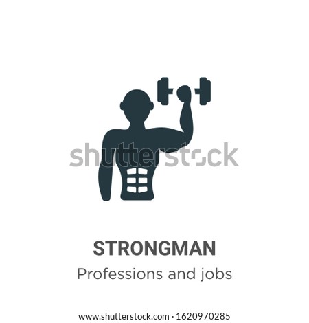 Strongman glyph icon vector on white background. Flat vector strongman icon symbol sign from modern professions and jobs collection for mobile concept and web apps design.