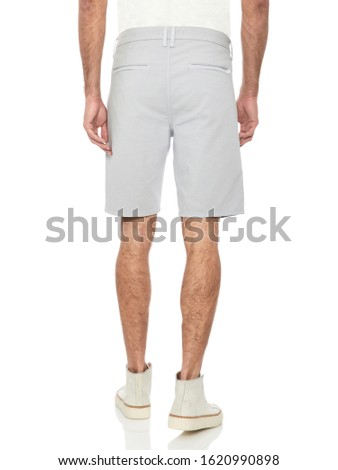 Casual shorts for men’sor women's paired with white casual T-shirt and shoes with shoes and white background