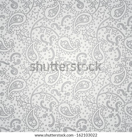 Ornate floral seamless texture. Light silver pattern. Persian style background. Seamless pattern can be used for wallpaper, pattern fills, web page background, surface textures.