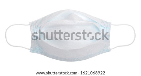 Disposable 3-layer face mask isolated on white background