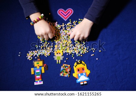 Educational and creative children's activities, child playing games close-up