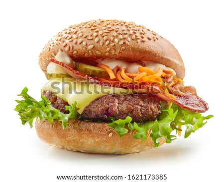 fresh tasty burger isolated on white background 