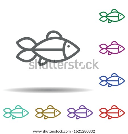 Fish in multi color style icon. Simple thin line, outline vector of seaside icons for ui and ux, website or mobile application