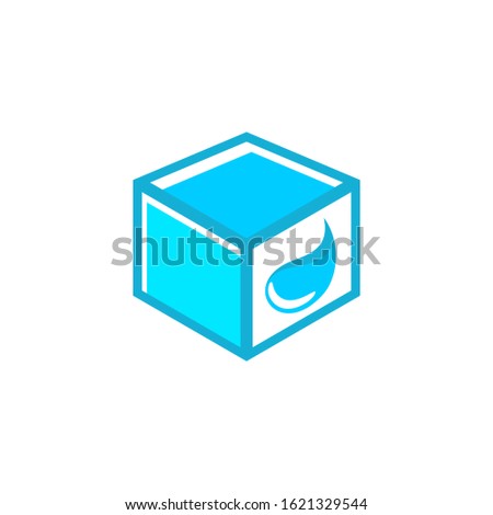 blue water box logo design template