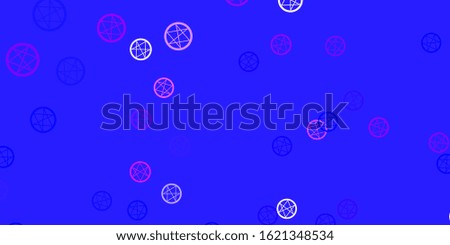 Light Pink, Blue vector backdrop with mystery symbols. Retro design in abstract style with witchcraft forms. Background for esoteric, mystic designs.