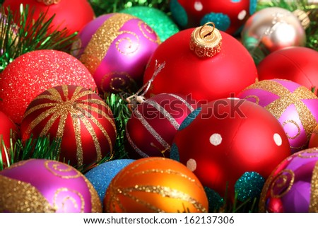 Lots of colorful christmas decoration