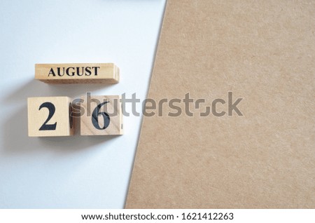 August 26, Empty white - brown background.