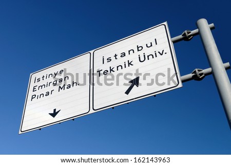 Signboard of Istinye, Emirgan in Istanbul / TURKEY