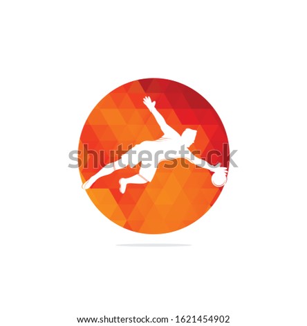 Goalkeeper player logo. Modern Soccer Player In Action Logo - Save By The Goalkeeper	