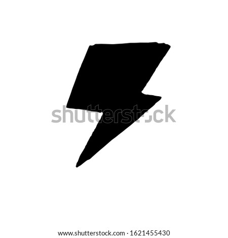Lightning icon in hand drawn style isolated on white background. Electric power, thunderbolt, lightning strike sign. Electric bolt flash symbol. Vector illustration