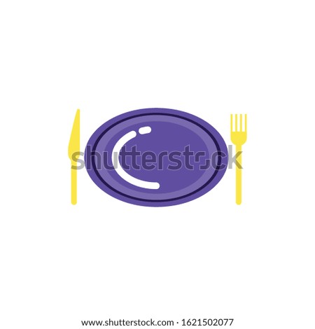 Plate fork and knife design, Eat food restaurant menu dinner lunch cooking and meal theme Vector illustration