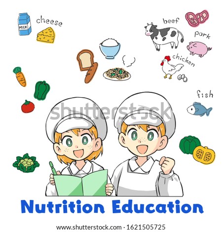 Illustration material for children learning anime style nutrition