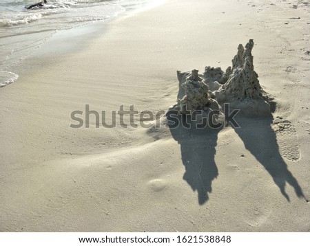 Sand Castle on Beach, Beach Castle, Empty Space...,