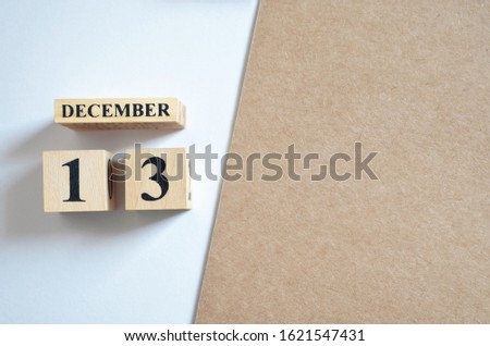 December 13, Empty white - brown background.