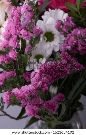 Close-up of a colorful spring bouquet with many different colors