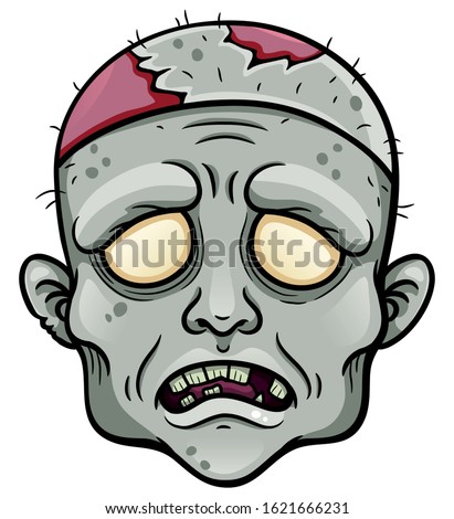 Spooky cartoon zombie male head
