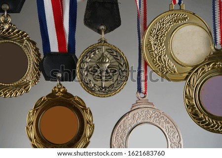 group of medal on the gray background