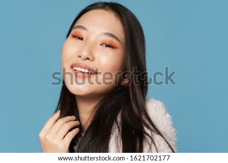 beautiful woman asian cosmetics lifestyle model transparent fabric