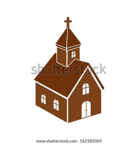 Christian church icon monochromatic isolated illustration clip-art
