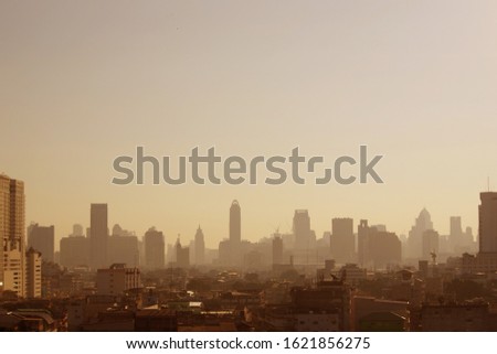 Air pollution, pm 2.5 dust is very high in Bangkok, Thailand Royalty-Free Stock Photo #1621856275