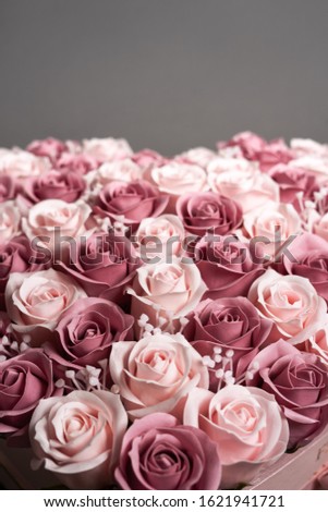 Flowers in bloom: Background of pink roses.