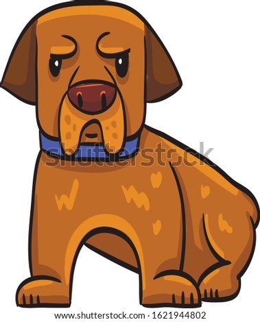 funny drawing cartoon dog isolated at the white background
