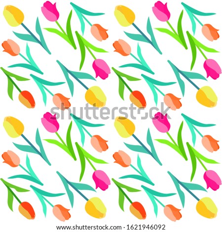 Tulip flower seamless illustration design