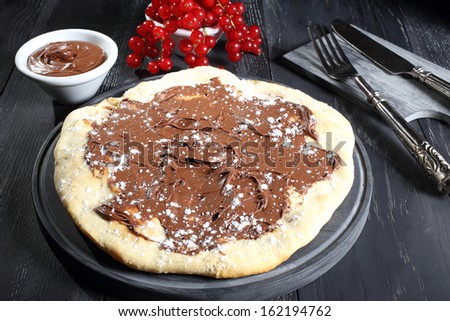 italian pizza with chocolate gray background