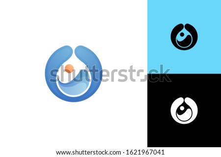 Creative water drop logo in negative space with circle water and sea concept. vector illustration