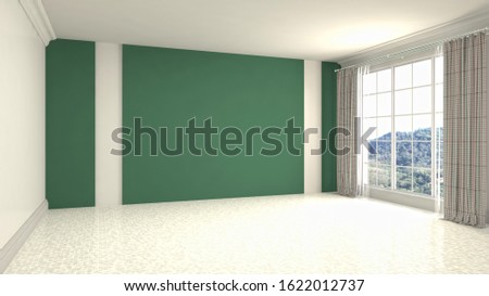 Empty interior with window. 3d illustration.