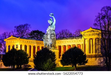 famous statue of bavaria at the theresienwiese in munich - germany