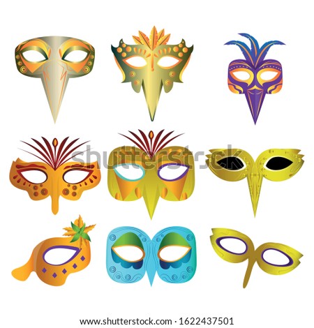 Set of mardi gras theater mask - Vector