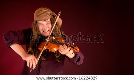 Pirate Playing Violin and Announcing Something