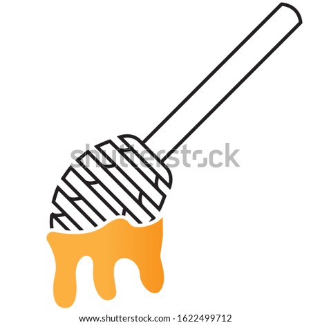 Simple honey spoon clip art, pictogram with dripping liquid honey
