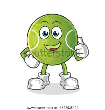 tennis ball happy thumbs up cartoon. cartoon mascot vector