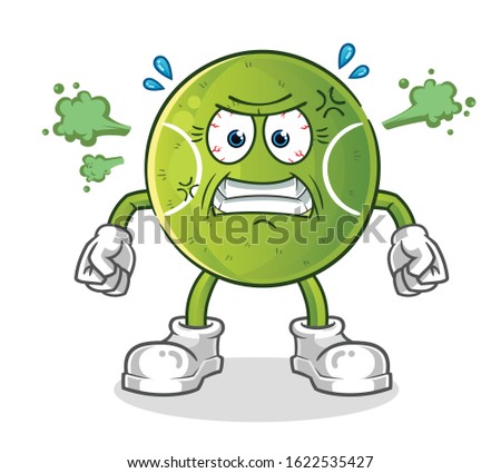 tennis ball very angry cartoon. cartoon mascot vector