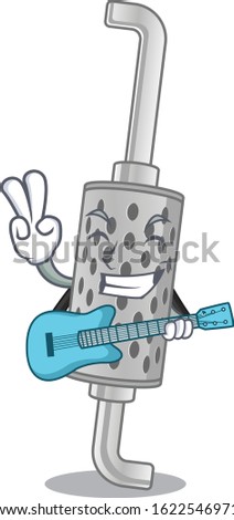 A mascot of exhaust pipe performance with guitar
