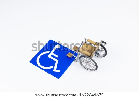 Disabled person mark (wheelchair mark) and wheelchair