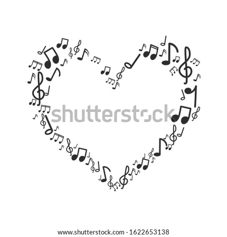 Heart Music note design on white background.
