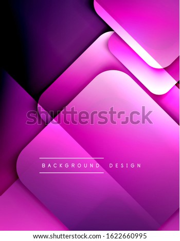 Rounded squares shapes composition geometric abstract background. 3D shadow effects and fluid gradients. Modern overlapping forms. Vector Illustration For Wallpaper, Banner, Background, Card, Book