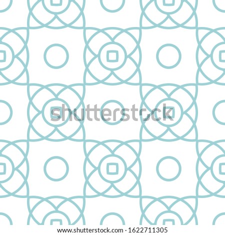 Geometric seamless pattern. Blue ornament on white background. Vector illustration