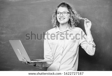 Study programming languages. Online school. Software quality assurance career. Distance learning. School teacher notebook. Girl surfing internet. School of digital technologies. Modern education.