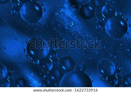 Classic blue water bubbles abstract light illumination