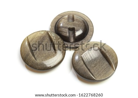 collection of vintage cloth button closeup on white background