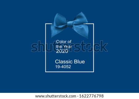 Trend classic blue color of the year 2020. Trendy background with square frame.